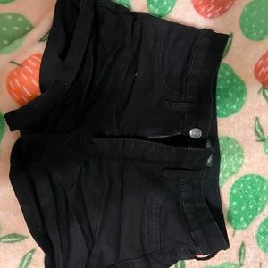 Black denim shorts